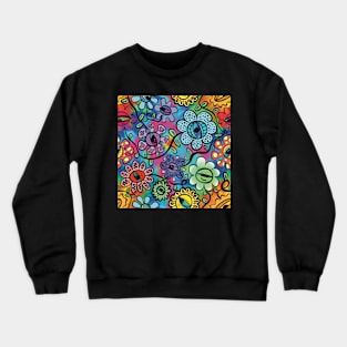 Psychedelic Graphic Eye Flower Pattern Crewneck Sweatshirt